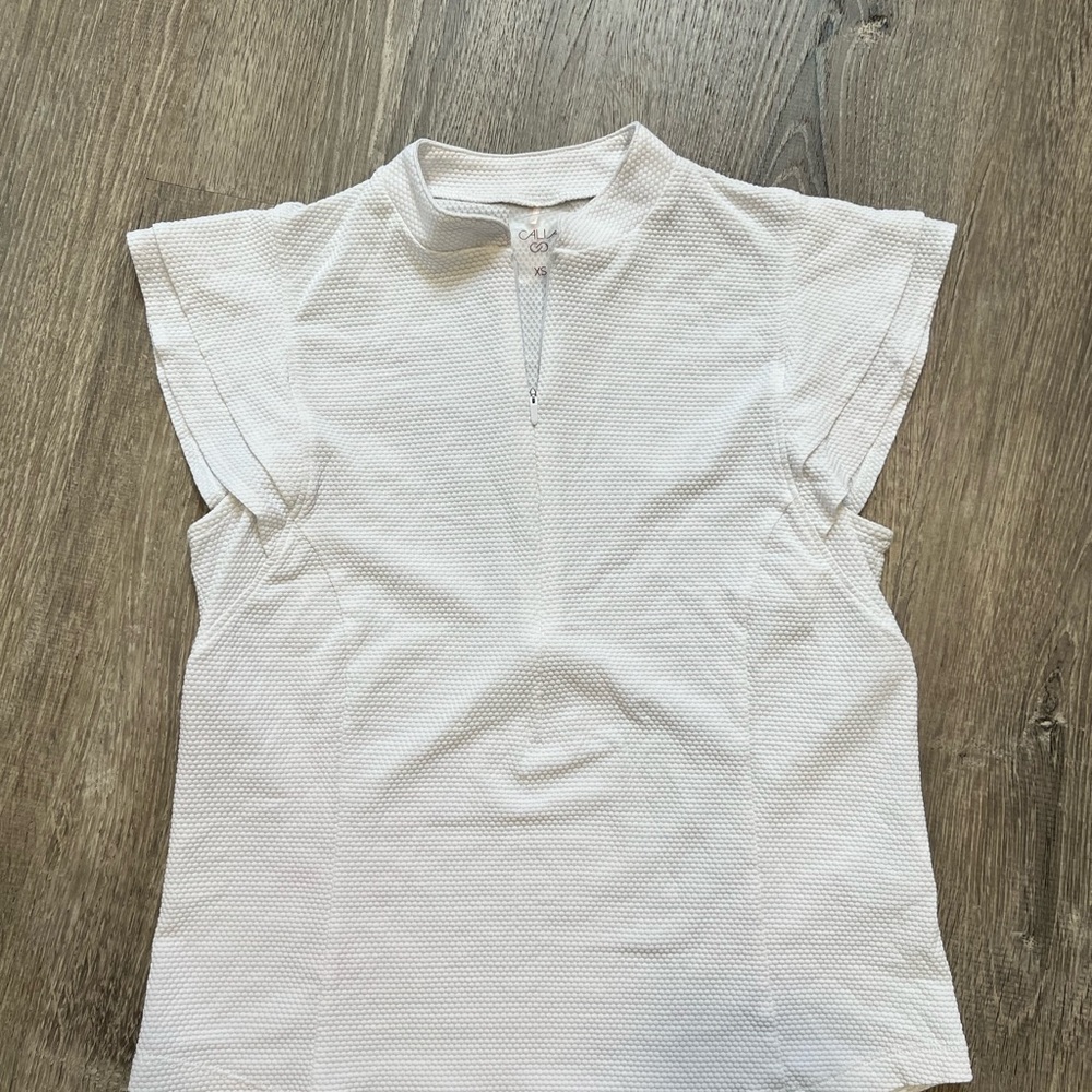 CALIA White Textured Cap Sleeve Blouse